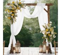 HOTUT Wedding Arch Draping Fabric,White Chiffon Sheer Backdrop Curtains,Wedding Chiffon Fabric Drapery for Wedding Archway Drapes Ceremony Reception Stage Ceiling Decorations