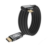HOTUTUKI 240W 80Gbps USB-C Cable, 6.6ft, Right Angle, 90° USB-C to USB-C, 8K/16K Display Support, Thunderbolt 5 Compatible, USB4, USB-C Devices, Laptops, Monitors, Smartphones, TVs