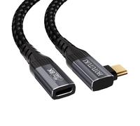 HOTUTUKI usbc extension cable right angle 60cm-Compatible with Thunderbolt 4/usb 4, 40Gbps Data Transfer, 8K Video Display, 240W Power Delivery, type c Male to Female extender