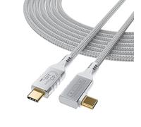 HOTUTUKI White Thunderbolt 4 Cable Long, Right Angle USB 4 Cable 90 Degree, 240W USB c Cable 40gbps Data Transfer, 8K@60Hz Display, Compatible with Docks eGPU Hub 6.6ft/2M