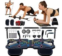 HOTWAVE Portable Workout Equipment with 20 Gym Accessories.Push Up Board &Plank Trainer,Resistance Bands with Ab Wheel,Exercise at Home For Men and Women