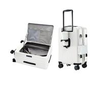 HotWay Carry On Luggage with Cup Holder 5301, Ivory White, carry on 20 inch, Top Opening Expandable Hardside Carry on Luggage With Cup Holder