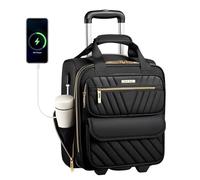 HotWay Underseat Carry On Luggage with Wheels, 16 Inch Rolling Personal Item Bag with USB Port & Multi Pockets, Lightweight Soft Sided Suitcase for Airline Travel, Black