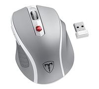 HOTWEEMS D-09 Wireless Mouse for Laptop - Ergonomic Plus Computer USB Cordless Mice, Ergo Grips, Lightspeed 5-Level 2400 DPI, 16 Months Battery Life, Portable for PC Mac Chromebook, 6 Button, Mithril