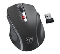 HOTWEEMS D-09 Wireless Mouse for Laptop - Ergonomic Plus Computer USB Cordless Mice, Ergo Grips, Lightspeed 5-Level 2400 DPI, 16 Months Battery, Portable for PC Mac Chromebook, 6 Button, Graphite Grey
