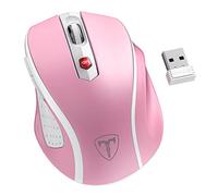 HOTWEEMS D-09 Wireless Mouse for Laptop - Ergonomic Plus Computer USB Cordless Mice, Ergo Grips, Lightspeed 5-Level 2400 DPI, 16 Months Battery, Portable for PC Mac Chromebook, 6 Button, Flamingo Pink