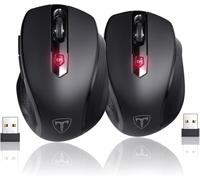 HOTWEEMS Wireless Mouse, D-09 Computer Mouse USB Cordless Mice for Laptop, Ergo Grips, Lightspeed 5-Level 2400 DPI, 16 Months Battery, Portable for PC Mac Chromebook (2Pack)