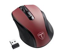 HOTWEEMS Wireless Mouse, D-09 Computer Mouse USB Cordless Mice for Laptop, Ergo Grips, Lightspeed 5-Level 2400 DPI, 16 Months Battery, Portable for PC Mac Chromebook (Red, 1 Pack)