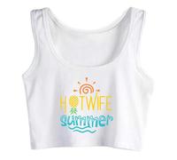 Hotwife Summer Hot Wife Woman for Yoga Sleeveless Crop Top Cotton Tank Top Naughty Sport Vest Cropped Camisole White