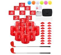 HOTWIND Backyard Golf Game with 2 Clubs, Portable 6 Hole Backyard Golf Course for Indoor & Outdoor Play, Backyard Lawn Beach Golf Practice Game Gifts for Family and Adults