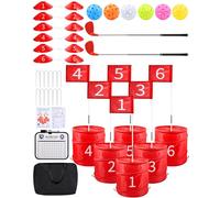 HOTWIND Backyard Golf Game with 2 Clubs, Portable 6 Hole Backyard Golf Course for Indoor & Outdoor Play, Backyard Lawn Beach Golf Practice Game Gifts for Family and Adults