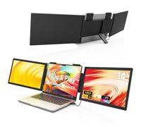 HotYeah 14" Triple Screen Extender, 1080P USB-C Travel Monitor, 16:9 IPS LCD, 3x USB 3.0 Ports, 3.19 lbs, Business Use