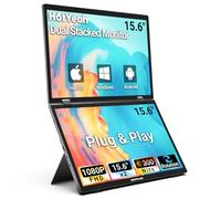 HotYeah Triple Laptop Display Extender, 15.6 Inch Dual Stacking Monitor (Windows/MAC), USB-C HDMI 1080P IPS Extended Monitor, Plug & Play, Foldable Monitor Extender with