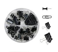 Hotyin 216Pcs Binder Clips Set, Assorted Sizes Paper Clips, Push Pins, Metal Foldback Clips for Desk Accessories, Office, School Supplies, 3 Boxes/ 216Pcs