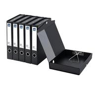 Hotyin A4 Box File 6 Pack - 50mm Spine - Box Files with Magnetic Closure & Clip, Foldable Document Organiser for Office, Home, School (Black)