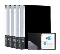 Hotyin Ring Binders A4, 4 Pack 3 O-Ring Binder, 38 mm Spine, Ring Folder with Interior Pocket, Plastic Binder Folder for School, Home, Office (Black)