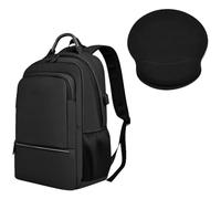 HotYou 15.6 Inch Laptop Backpack with USB Charging Port + Memory Foam Ergonomic Mouse Pad - Water-Resistant Laptop Bag + 22x25.5cm Non-Slip Rubber Base Mouse Mat for Work, Gaming & Travel,Black