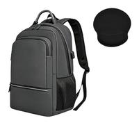 HotYou 15.6 Inch Laptop Backpack with USB Charging Port + Memory Foam Ergonomic Mouse Pad - Water-Resistant Laptop Bag + 22x25.5cm Non-Slip Rubber Base Mouse Mat for Work, Gaming & Travel,Grey