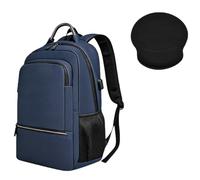 HotYou 15.6 Inch Laptop Backpack with USB Charging Port + Memory Foam Ergonomic Mouse Pad - Water-Resistant Laptop Bag + 22x25.5cm Non-Slip Rubber Base Mouse Mat for Work, Gaming & Travel,Blue