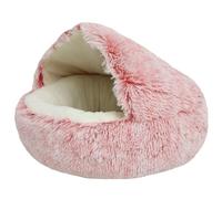 HotYou Calming Dog Bed & Cat Bed, for Pets 2.5-45K, Fluffy Plush Puppy Cushion, Kitten Cave, Small Dog Donut Cave, Indoor Cat Sleeping Bag, Soft Warm Pet Sleeping Pillow,Pink 1 Short Plush,50 CM（<5KG