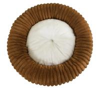 HotYou Faux Fur Dog Beds for Medium Small Dogs - Self Warming Indoor Round Pillow Cuddler for Pets 2.5-45K,Machine Washable, Anti Slip and Waterproof Bottom,Coffee,80 CM（<20KG