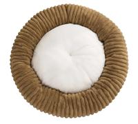 HotYou Faux Fur Dog Beds for Medium Small Dogs - Self Warming Indoor Round Pillow Cuddler for Pets 2.5-45K,Machine Washable, Anti Slip and Waterproof Bottom,Khaki,60 CM（<7.5KG