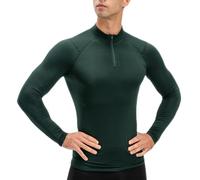 HotYou Men's Compression Warm Base Layer Shirt Long Sleeve, Quater Zipper, Quick Dry Performance Fleeced Winter Cold Weather Fitness Top for Running Gym Workout,Green,XXL