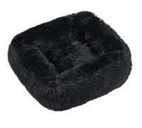 HotYou Plush Donut Dog Bed, Calming Rectangle Bed for Cat Dog 2.5-40KG, Soft and Fluffy Cuddler Pet Cushion Self-Warming Puppy Beds Machine Washable,Black,L 80 * 65 CM（<20KG）