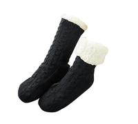 HotYou Slipper Socks - Women's Furry Bed Socks Soft Warm Comfortable Fleece Lined with Grip Cozy Slipper Socks Non-Slip Home Christmas Socks,Black