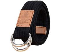 HotYou Unisex Canvas Belt with D-ring,Black,L*W：47.24 inches*1.33 inches