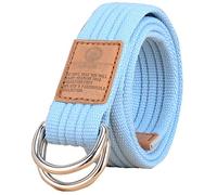 HotYou Unisex Canvas Belt with D-ring,Sky Blue,L*W:41.33 inches*1.33 inches