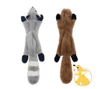 Hotype Plush Squeaky Dog Chew Toys, No Stuffing Durable 2 Pack Puppy Toys Set, for Small Medium Dogs Avoid Boredom - Squirrel Raccoon