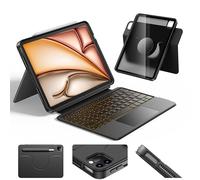 HOU Detachable Keyboard Case for iPad Air 11 (M3/M2), Magnetic Rotatable Case with Keyboard for iPad Pro 11 (4th/3rd/2nd/1st Gen) and iPad Air (6th/5th/4th Gen), with Touchpad, Backlight-Black