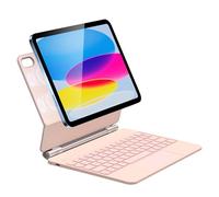 HOU Keyboard Case for iPad 11th Generation A16 2025/iPad 10th Generation 10.9“ 2022,Magnetic Adjustable Angle Stand, Multi-touch Trackpad, 7 Color Backlit, QWERTY Layout, Pink