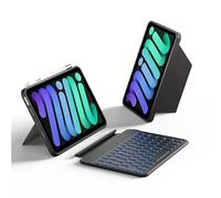 HOU Keyboard Case for iPad Mini 6 2021 8.3", Ultra Slim Folio Type of Keyboard, Magnetic Detachable, Multi-Angle, Full Edge Protective Cover, 7-Color Backlit