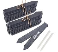 Houbobo 22Pcs Slate Plant Labels, Outdoor Waterproof Plants Labels with 2 Talcum Pens, Natural Slate Garden Signs, Reusable Plant Tags for Vegetables, Seed, Herb and Flower Pots (15x2cm)