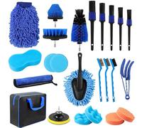 Houbobo 24 Pcs Car Detailing Kit, Car Cleaning Brush Kit, Durable Washing Kit with Drill Brushes, Ultra Soft Car Detailing Brushes, Professional Car Care Tools for Interior, Exterior, Wheels