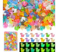 Houbobo 240PCS Luminous Mini Resin Ducks, Tiny Animals Bulk Glow in The Dark Small Plastic Miniature Ducks Figures for Dollhouse Decor Micro Garden Home Landscape Aquarium Craft Gifts Party Favors