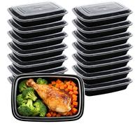 Houbobo 25 Pack (50-Piece) 24 oz Meal Prep Containers Reusable with Lids, Sturdy Leakproof & Food Safe, Microwave, Freezer, Dishwasher Safe Prep Containers, To Go Take Out PP Food Storage