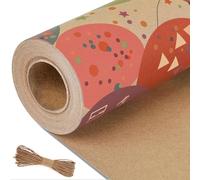 Houbobo Birthday Wrapping Paper Roll, Kraft Gift Wrapping Paper - 43cm x 10m Per Roll, Colorful Happy Birthday Pattern for Boys Girls, Perfect for Party, Holiday, Baby Shower