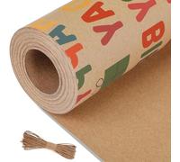 Houbobo Birthday Wrapping Paper Roll, Kraft Gift Wrapping Paper - 43cm x 10m Per Roll, Colorful Happy Birthday Pattern for Boys Girls, Perfect for Party, Holiday, Baby Shower