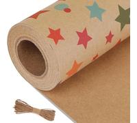 Houbobo Birthday Wrapping Paper Roll, Kraft Gift Wrapping Paper - 43cm x 10m Per Roll, Colorful Happy Birthday Pattern for Boys Girls, Perfect for Party, Holiday, Baby Shower