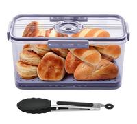 Houbobo Bread Bin for Kitchen Counter, Time Recording Bread Box with Airtight Lid and Kitchen Tongs, Large Capacity Bread Storage Container for Loaves, Pastries, Rolls and Cookies