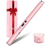 Houbobo Candle Lighter, Rechargeable USB Electric Lighter with LED Power Display ＆ Safety Switch, Windproof Flameless Lighter for Scented Candles, BBQ, Camping, Cooking - Gifts for Women