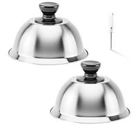 Houbobo Cheese Melting Dome, Burger Dome, 16cm Stainless Steel Basting Cover, Steaming Cover Wok Lids, Griddle Accessories for Flat Top Grill, Dishwasher Safe, 2-Pack