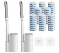 Houbobo Disposable Toilet Brush Cleaning System - 2 Pack, Toilet Wand and Storage Caddy Set with 48 Refill Sponges, for Toilet Bowl Deep Cleaning and Hygienic Bathroom Maintenance