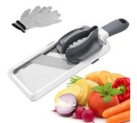 Houbobo Handheld Mandoline Slicer for Kitchen, Adjustable Mandoline Vegetable Slicer with Comfort Grip and Cut Resistant Gloves, Safe Speedy Slicing for Cheese, Apple, Potato, Essential Kitchen Tool