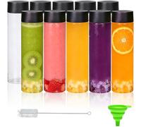 Houbobo Juice Bottles with Caps, 10 pcs 16oz Empty PP Bottles, Reusable Clear Juice Drink Containers for Juicing, Smoothies, Tea, Coffee, Milk, Water