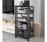 houcheyai Audio Rack HiFi Shelf, Modern Stereo Rack, Tiered Media Stand, 5-Tier Media Stand Shelf with Adjustable Shelf, Turntable Cabinet for Turntable Stereo Systems