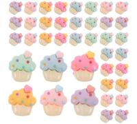 HOUDERCO 100pcs Cute Mini Cupcake Resin Charms Flatback Ornaments for Creative DIY Hair Clips Headwear Accessories Suitable for Outdoor Activities with Sweat-resistant Material